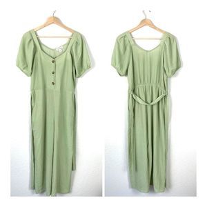 Monteau Jumpsuit Wide Leg puff sleeve polka dot